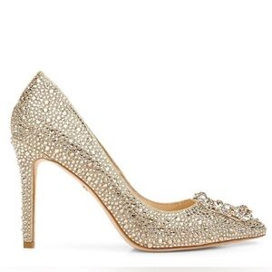 NIB Badgley Mischka Cher II Gold Rhinestone Embellished Pumps
